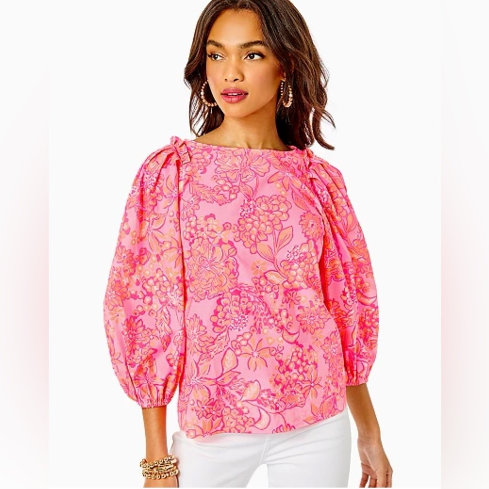 WOMEN'S BARBARA FLORAL BLOUSON-SLEEVE TOP IN MANDEVILLA BABY DAYS BLOOM